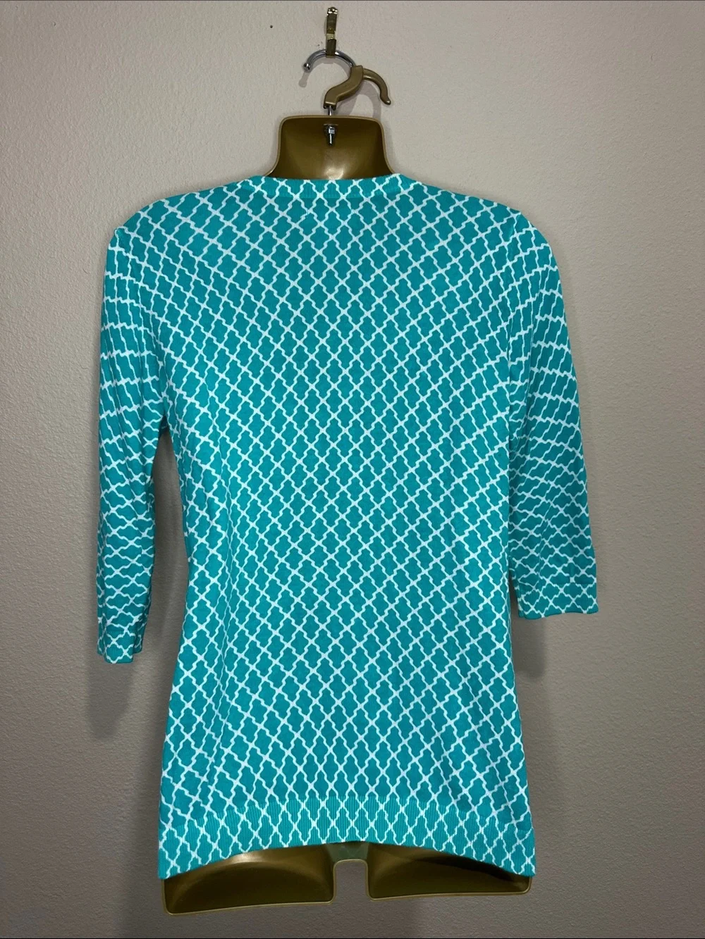 OLD NAVY Women’s Teal Patterned 3/4 Sleeve Summer Sweater, Size M, EUC